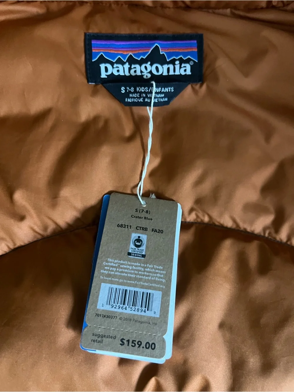 Patagonia Kids Teal Blue & Red Hooded Puffer Jacket